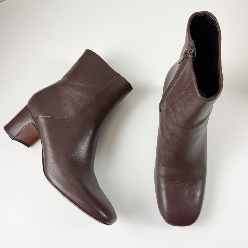 Vince Kellan Leather Boots Womens 9M Ganache Brown Side Zip Heeled